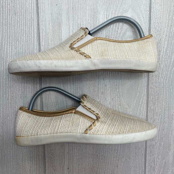 Jack Rogers Women's Ecru Cream & Gold Baldwin Slip On Sneakers Size 10 - Picture 5 of 11